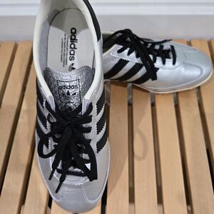 Adidas Silver and Black Sneakers